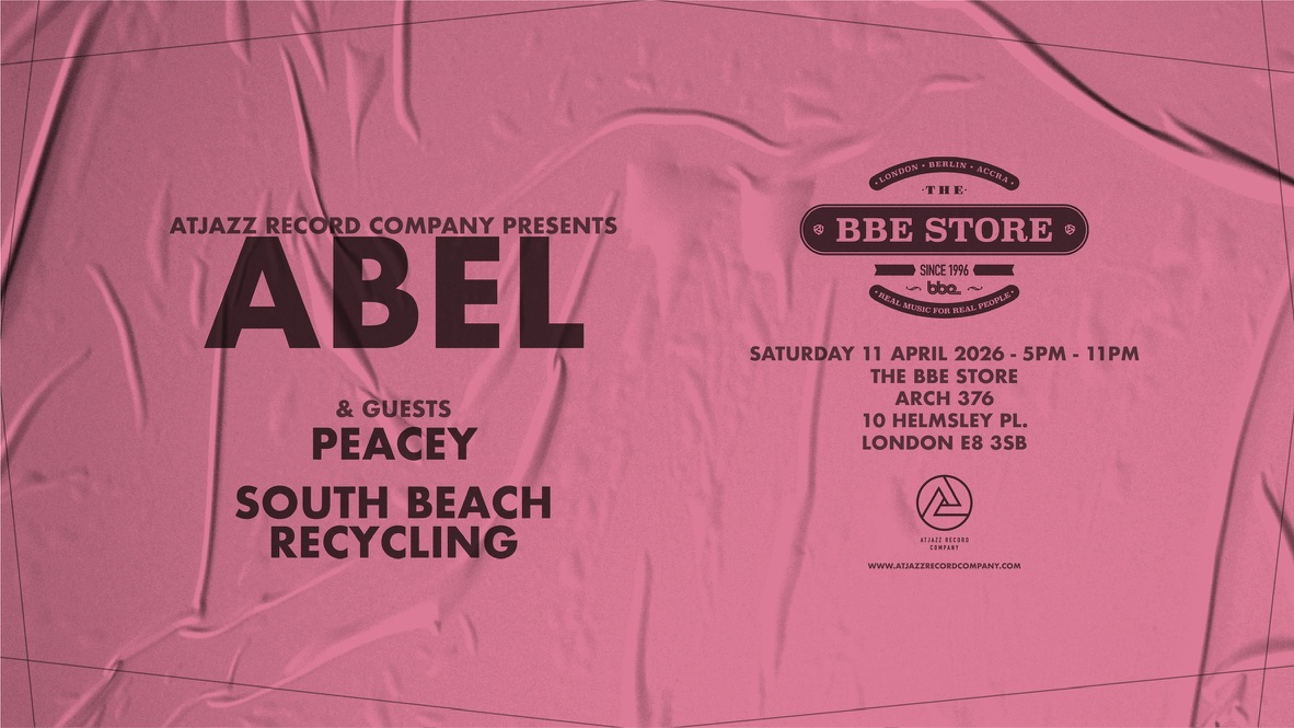 Abel & guests / BBE Store · April 2026 flyer